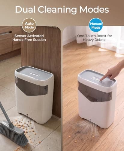 Purivanta Touchless Vacuum Automatic Dustpan, 22kPa Suction, Baggless | Auto/Manual Mode, Hands-free Cleaning, Ideal for Pet Hair, Kitchen, and Salon, White view 2