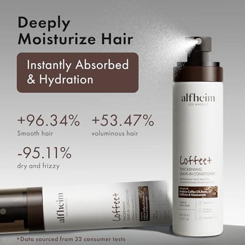 ALFHEIM Coffee+ Thickening Leave-in Spray for Fine & Thinning Hair with Caffeine, Biotin & Arabica Coffee Oil – Strengthening, Volumizing & Heat-Protecting Formula – Sulfate-Free – 5.4 oz / 160 ml view 4