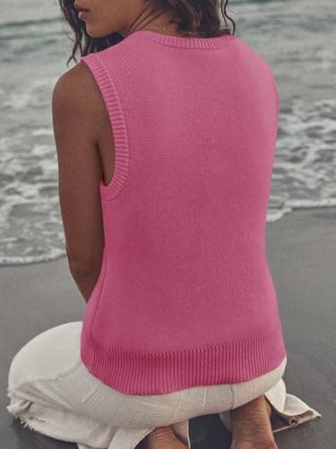 Saodimallsu Women's Ribbed Knit Sweater Vest view 5