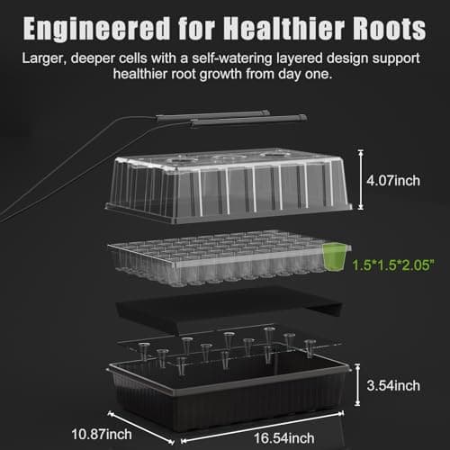 Gaprass 60 Cell Self-Watering Seed Starter Tray with Grow Light and Heat Mat,Seed Starter Kit,Humidity Domes,Auto Timer,Flexible Brightness Seedling Starter Trays for Seed Starting & Seeds Growing view 2