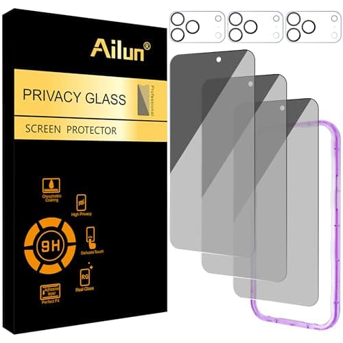 Ailun 3 Pack for iPhone 17 Pro Max Privacy Screen Protector [6.9 inch]+ 3 Pack Camera Lens Protector with Installation Frame,Dynamic Island Compatible,Anti Spy Tempered Glass[9H Hardness]-HD — image 1