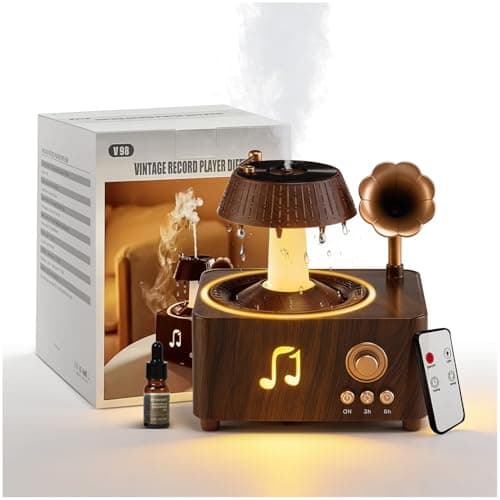 Aromatherapy Diffuser Oil Humidifier with Essential for Home, 250ml Rain Ultrasonic Aroma Diffuser. 7 Colors Light Waterless Auto Off with Remote Control for Large Room Office, Dark Wood Grain Gifts