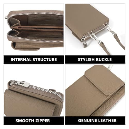 Women's Small Genuine Leather Crossbody Phone Purse and Wallet with Adjustable Strap, Fits cell phone up to 6.1 Inch view 4