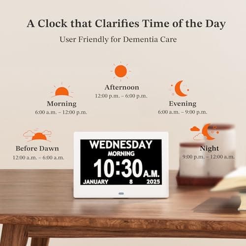 2025 NEW, Digital Clocks, 7'' Dementia Clock with Date and Time for Elderly, Auto-Dimming, 12 Reminders & 6 Alarms, Button & Remote Control, Auto DST, Digital Calendar for Seniors Large Display view 5