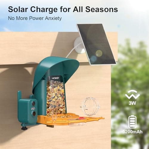 Minikey Smart Bird Feeder with Camera Outdoor Birdhouse, 4MP Ultra HD & AI Identify 11000+ Species, 2L Large Capacity, Solar Powered with App Arrived Alerts, Ideal Bird House Gifts for Mom Dad view 6