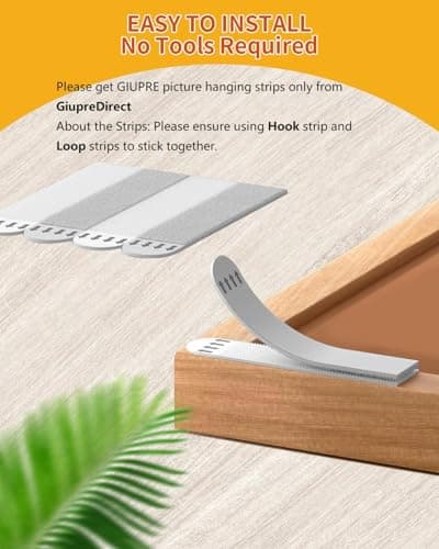 GIUPRE Picture Hanging Strips - 24-Pairs(48 Strips) Wall Sticky for Hanging Pictures on Wall Without Nails, Adhesive Picture Hangers Heavy Duty No Damage view 5