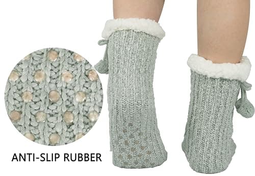 BenSorts Women Non Slip Winter Thick Slipper Socks with Grippers Warm Fuzzy Socks Christmas Gifts view 2