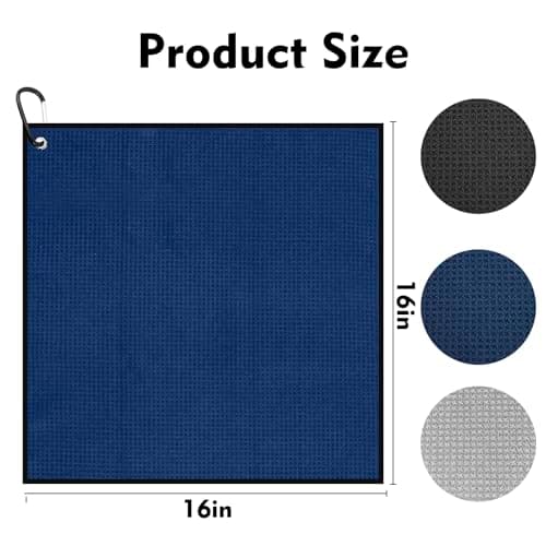 NUOYEE 3 Pack Microfiber Golf Towel Set Men Women with Carabiner Clips Waffle Golf Club Bag Towels Cleaning Rags(Small) view 3