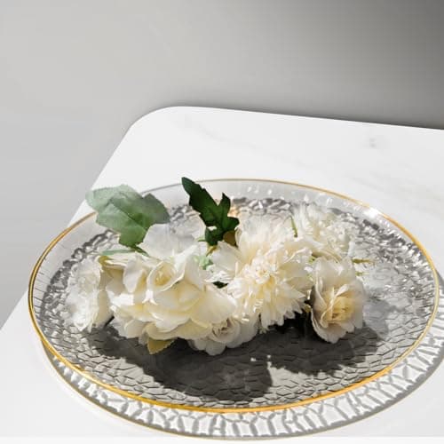 Hioasis 60 Pcs Black Plastic Plates for Party & Wedding | Gold Rimmed Hammered Dinnerware Set. Includes 10.25" Dinner & 7.5" Dessert Plates for 30 Guests. view 5