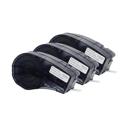 M21-375-499 Nylon Label Tape - M210 Labels for Cable Wire, Compatible with BMP21 Plus BMP21 Lab Printer, Black On White, High Adhesion, High & Low Temperature Resistantance