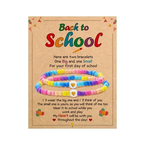 BAYLAY Back to School Bracelet - First Day of School Preschool/Kindergarten/1st Grade/2nd Grade/Back to School Stuff Gifts Supplies Mommy and Me Mommy Daughter Bracelets Heart Beaded Bracelets Gifts — image 1