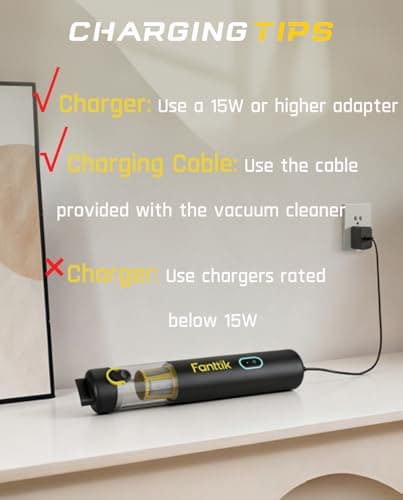 Fanttik Slim V8 APEX Car Vacuum, 4-in-1 Portable Mini Cordless Vacuum with 19000pa Suction Power, Type-C Charge, 2 Suction Modes, Handheld Vacuum for Small Jobs, Car, Office Desk, Keyboards (Black) view 3