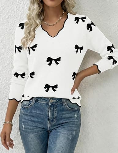 LaGracia Womens Fall V Neck Sweater 2026 Lightweight Casual Long Sleeve Ribbed Knit Pullover Sweaters Dressy Fall Outfits view 2