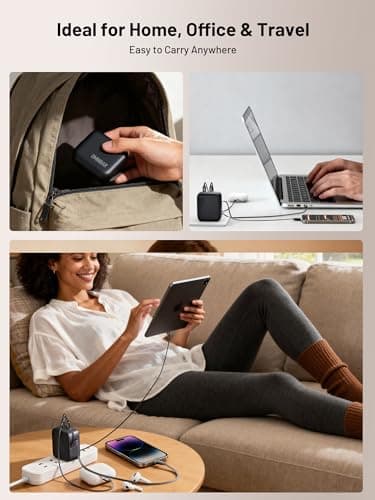 Omnibar Retractable 67W USB C Charger, 3 in 1 GaN Fast Charging Block with Foldable Plug, Compact PD PPS Type C Wall Charger for iPhone 17/16/15, Samsung Galaxy S26/S25, iPad, MacBook Air/Pro view 6