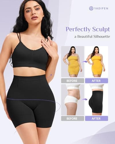 YADIFEN Shapewear for Women Tummy Control, Mid Waist Body Shaper Shorts Butt Lifting Seamless Shapewear Under Dresses view 4