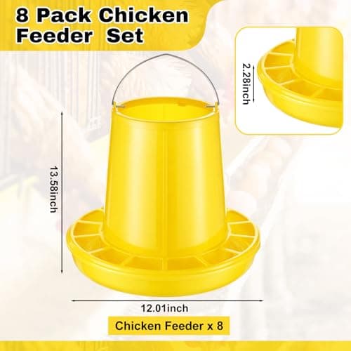 Shellwei 8 Pack 17.6 lb Hanging Chicken Feeders Large Chick Feeder Chicken Food Dispenser for Large Automatic Plastic Poultry Feed Dispensers for Ducks Geese Turkeys Quail view 3