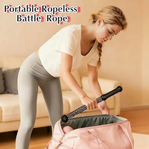 MUYIWEIDEN Weighted Ropeless Battle Ropes,Cordless Workout Ropes for Home Gym, Portable Exercise Rope for Strength Building, HIIT and Low-Impact Aerobic Training for Women&Men (Black) view 6