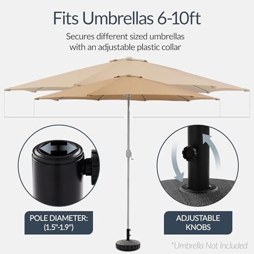 Best Choice Products Fillable Umbrella Base Stand Fluted Design Plastic Patio Umbrella Base Stand, Pole Holder for Outdoor, Lawn w/ 55lbs Weight Capacity, Adjustment Knob view 4