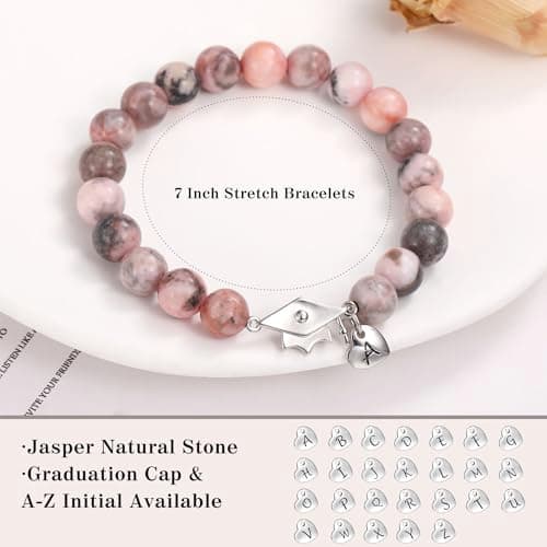 Sistble 2026 Graduation Gifts Class of 2026 Gifts A-Z Initial Graduation Bracelets for Her College High School 8th 6th 5th Grade Graduation Gifts Graduation Cap Decorations Inspirational Jewelry view 5