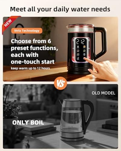 Auriswell Electric Tea Kettle with Temperature Control, Glass smart Water Boiler for Tea, Coffee & Boil, Automatic Shut Off, 12h Keep Warm & One-Touch 6 Presets view 3