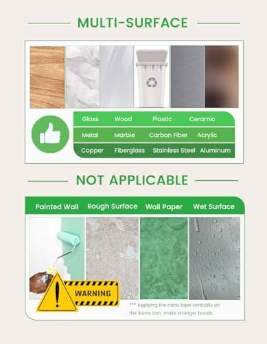 PAGFAER Double Sided Tape Heavy Duty, Double Sided Mounting Nano Tape 16.4FT, Clear & Tough Two Sided Adhesive Tape, Removable Picture Hanging Strips for Wall, Poster, Carpet, Home Office, 2 Pack view 5