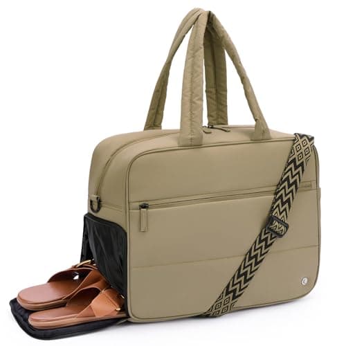 CLUCI Weekender Travel Bag for Women Puffer Tote Bag Carry On Duffle Overnight Bags with Shoe Compartment