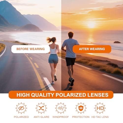 suoso Cycling Polarized Sunglasses for Men: UV400 Protection Glasses Running Baseball Softball Sports Goggles for Youth Women view 3
