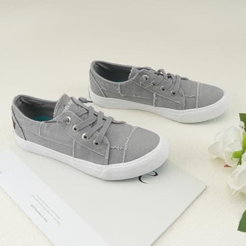Womens Slip On Sneakers Low Tops Canvas Shoes for Women Casual Tennis Shoes Play Sneakers Fashion Shoes view 5