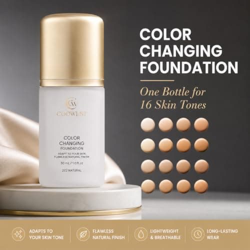 COOWEST Color Changing Foundation for Mature Skin, 4-in-1 Light to Medium Shade-Adapting Skin Tint, Lightweight Hydrating Coverage Liquid Foundation Makeup, Smooth & Blur Finish, 30ml (Medium) view 3