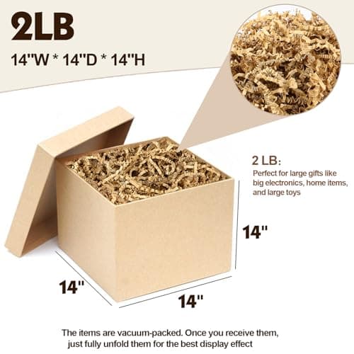 2LB Crinkle Shredded Paper Filler For Gift Baskets, Brown Kraft Crinkle Papers Filler For Thanksgiving Valentine's Day Halloween Gifts Decor, Gift Box Basket Stuffing Raffia For Birthday Festival view 5