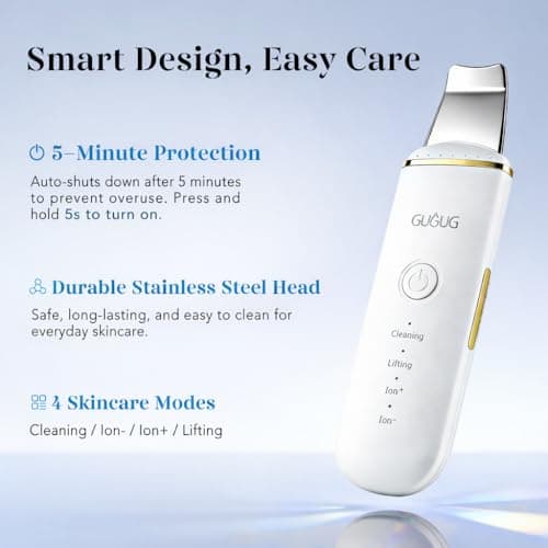 GUGUG Skin Scrubber Spatula Pore Cleaner Blackhead Remover,4 Modes,White view 6