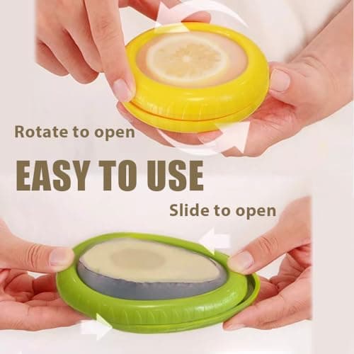 Iosjeude Set of 4 Reusable Storage Containers Avocado Saver Onion Keeper Tomato Holder Fruit Saver Fruit Organizer Soft Shell Food Container for Fridge Keep Fresh view 3