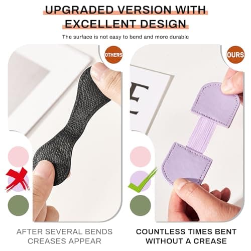 2Pcs Magnetic Leather Bookmarks with Gift Box Round-Shaped Magnetic Pen Holder Book Marks Clip Gift for Book Lover Readers Cute Bookmark for Women, Purple view 4