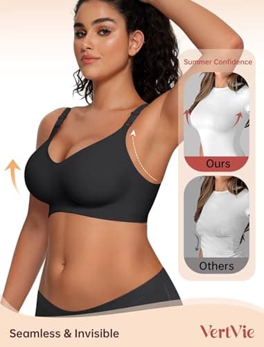Vertvie Womens Wireless Jelly Bras No Underwire Push Up Seamless Bra Supportive Full Coverage Bralette Regular and Plus Size view 3