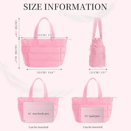 Puffer Tote Bag for Women,Large Work Tote Bags Lightweight Puffy Bag with Laptop Compartments,Nurse Bags Shoulder Bag view 4