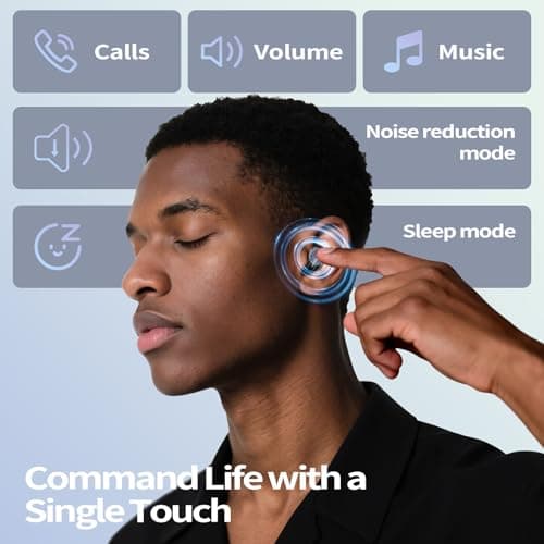 Mini ANC Sleep Earbuds, Wireless Ear Buds Headphones for Side Sleepers | Bluetooth 5.4 Deep Bass Stereo 48H Playtime Ear Buds, 4 ENC Noise Cancelling Mic for Side Sleepers uninterrupted night sleep view 6
