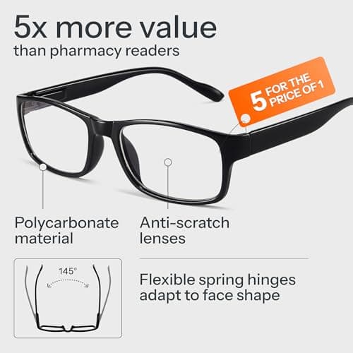 Gaoye Professional Reading Glasses for All Day - Computer Readers with Blue Light Protection - Value Pack view 5
