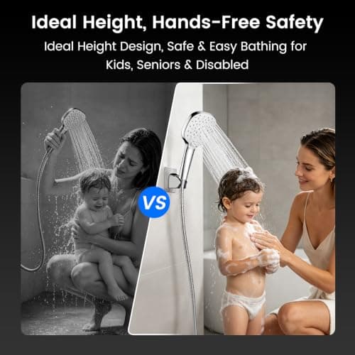 Shower Head with Handheld Combo, 10" High Pressure Double Shower Heads 6 Modes Dual Shower Head with Handheld Spray, Rain Showerhead, Anti-Clog Nozzles, 71” Hose Extra Long, Adjustable Holder view 5