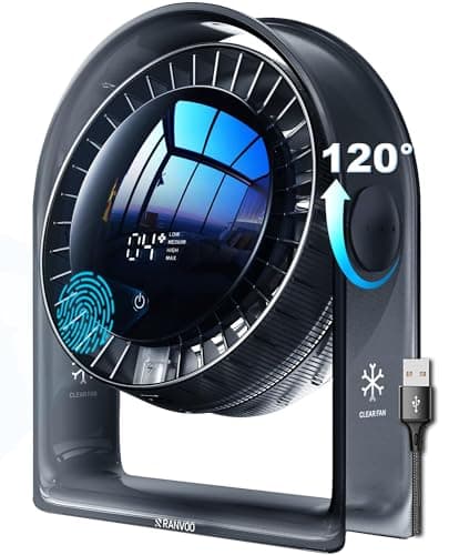 2026 New Desk Fan, Quiet Air Circulator Mini Fan for Bedroom, Portable Smart Display USB Fan, 4 Speeds Strong Airflow, 120°Tilt, Small Desktop Table Fans For Office Bedside Room, Translucent Black — image 1