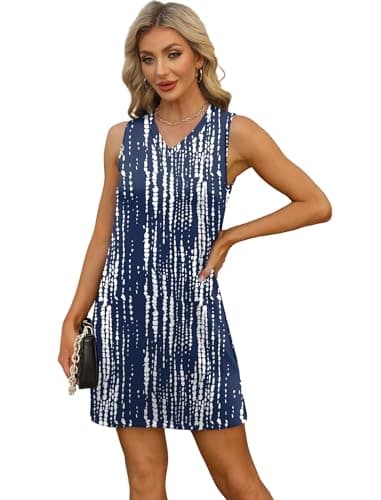 BKRIVE V-Neck Summer Casual Beach Dress for Women 2026 Vacation Women's Sleeveless Sundress with Split view 3