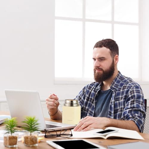 Insulated Thermo Soup Jar for Kids & Adults, 27 oz Stainless Steel Thermal Food Container with Spoon, Triple Layer Insulation (Gray) view 2