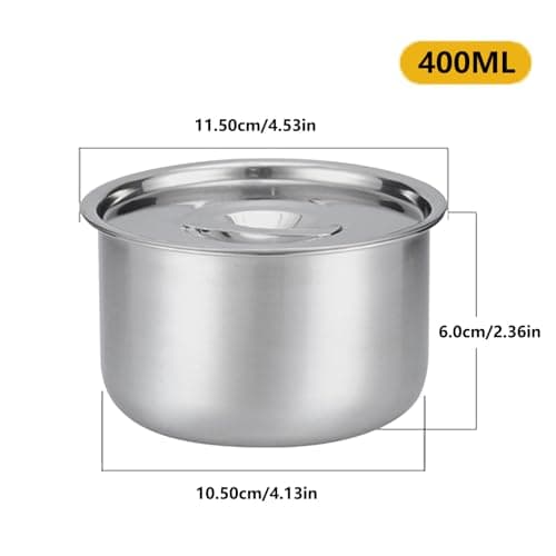 PiaoRong Stainless Steel Bowl with Lid, for Chinese Kitchen Restaurant, Multi-Purpose Soup Bowls Snacks Bowls Steamed Egg Bowl Steamed RiceBowl view 3