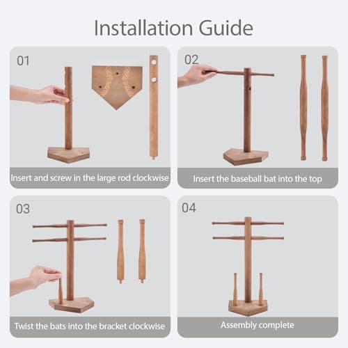 Eorakla NEW Wooden Baseball & Softball Championship Ring Holder with Drip Necklace Display – Sports Organizer Baseball Gifts for Jewelry & Awards(NO TEXT) view 4