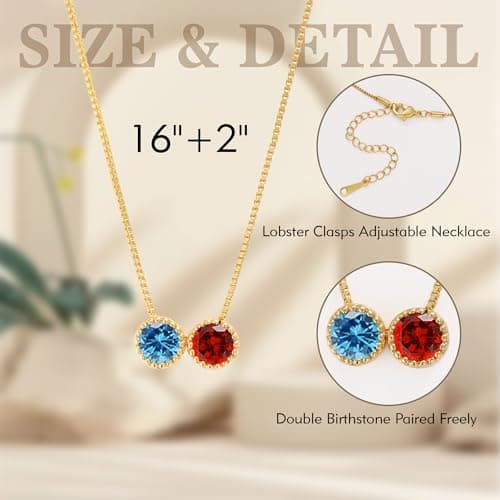 Sistble Birthstone Necklace for Women, Birthday Gifts for Women 14K Gold Necklaces for Teen Girls Dainty 1 to 12 Birthstone Christmas Gift Stocking Stuffers Valentines Mothers Day Jewelry view 5