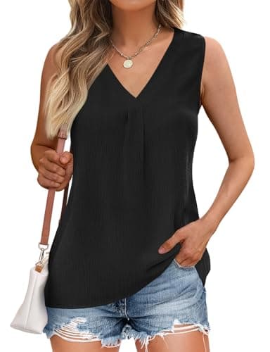 GKBK Womens Dressy Business Tank Tops V Neck Casual Cami Sleeveless Camisole Blouses Summer Basic Tank Shirt — image 1