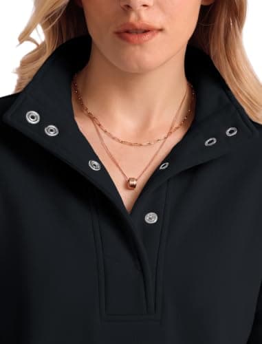DLOODA Sweatshirts for Women Henley Mock Neck Pullover Tops 2026 Outfits view 4