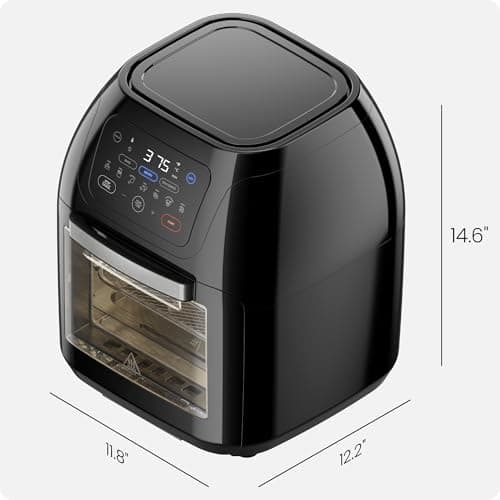 CHEFMAN Multifunctional Digital Air Fryer+ Rotisserie, Dehydrator, Convection Oven, 17 Touch Screen Presets Fry, Roast, Dehydrate, Bake, XL 10L Family Size, Auto Shutoff, Large Easy-View Window, Black view 2