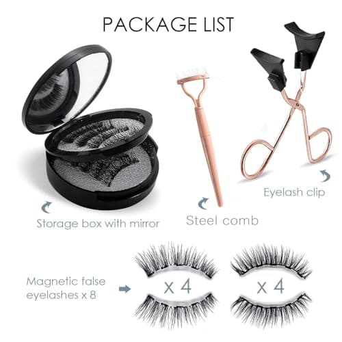 Magnetic Eyelashes, Light Weight Natural Look False Eyelashes with Applicator and Eyelash Comb, Reusable & No Glue Needed view 7