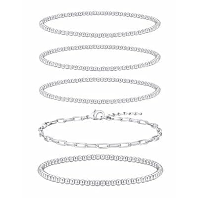 shownee Gold Beaded Bracelet for Women 14K Gold Plated Bracelets Gold Stretch Bead Ball Bracelets Hypoallergenic Stackable Bracelet Set