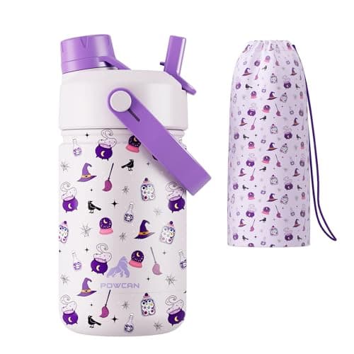 12 oz Kids Insulated Water Bottle: 2-in-1 Straw Spout Lid, Leakproof, BPA-Free, Keep Cold 24H, Fits Car Cupholder, Stainless Steel Cup for School, Holiday, Gift for Girls Daughters (Witching Hour) view 1